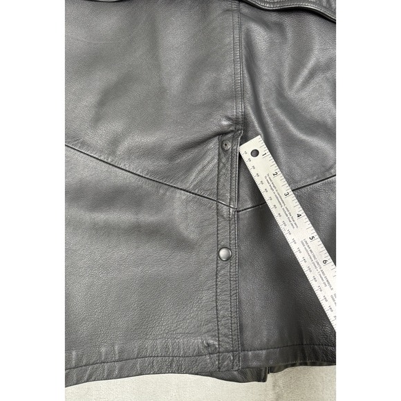 Vintage Wilsons Black Leather Jacket Mens Large L Field Overcoat 90s Y2K Read - Picture 6 of 11
